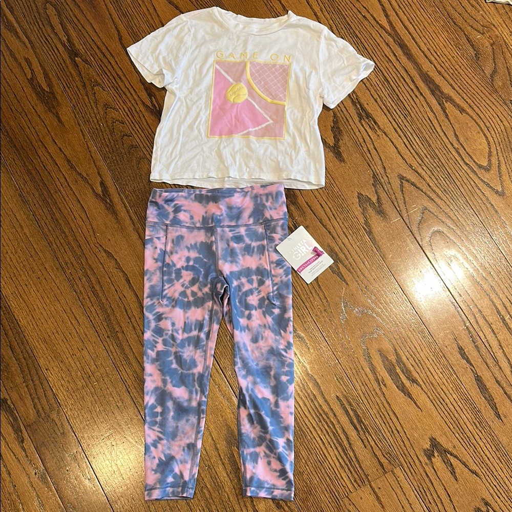 NWT! Athleta Girl Stash Your Treasures Capris and tennis tee Medium